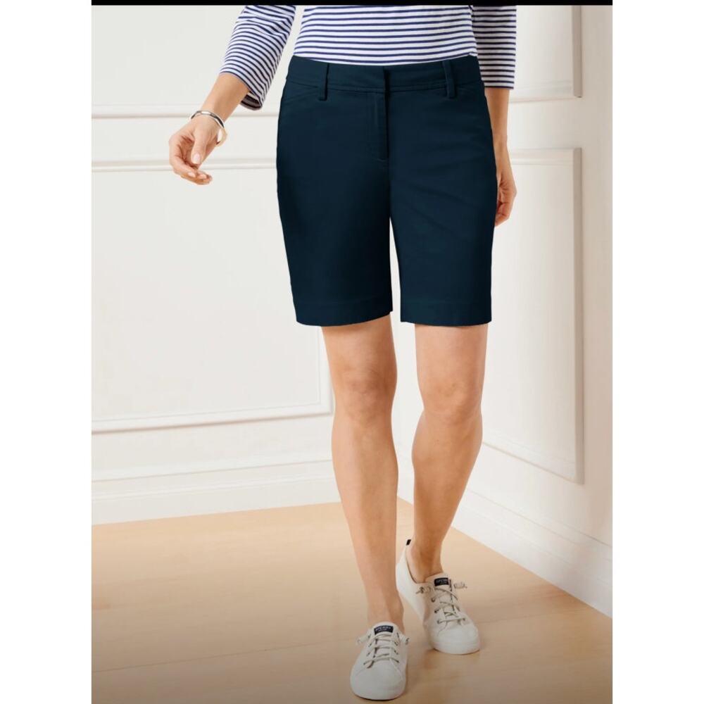 Talbots Perfect Short Navy Chino Bermuda Women's Shorts Pockets - Size 2